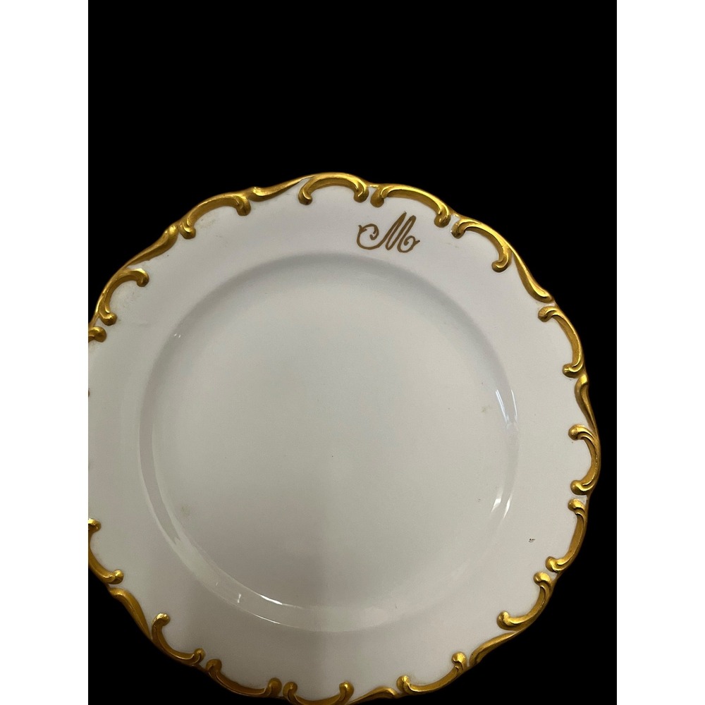 Schumann Arzberg Bavaria White Elegance Gold Encrusted Monogram Plates Set of 5 - Picture 6 of 11